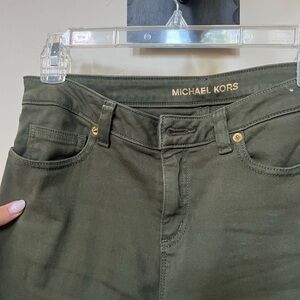 MICHAEL KHORS Izzy Skinny Olive Green Pants | 4